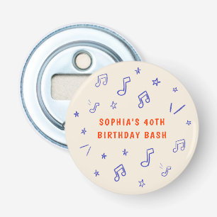 Whimsische handgetekende illustraties 40ste verjaa button flesopener