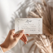 Whimsische kalligrafie huwelijks RSVP kaart