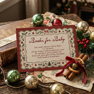 Whimsische kerst baby shower boeken voor baby informatiekaartje