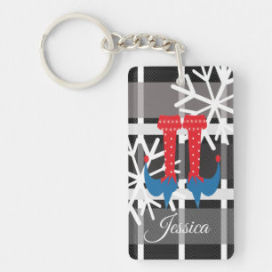 Whimsische Kerst Elf Voeten Sneeuwvlokken Schotlan Sleutelhanger