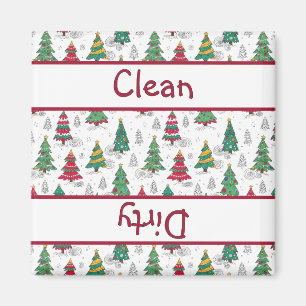 Whimsische Kerstbomen Afwasmachine Schoon/Vuile Magneet