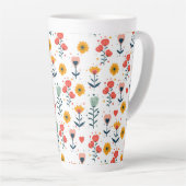 Whimsische kleine bloemmotief boodschappentas latte mok (Rechterhoek)