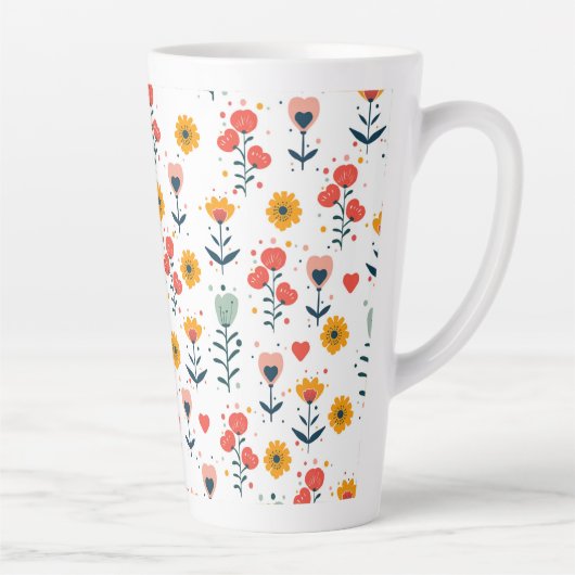 Whimsische kleine bloemmotief boodschappentas latte mok (Rechts)