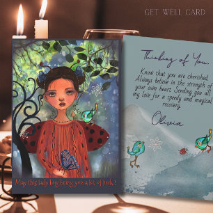 Whimsische Lucky Lieveheersbeestje Beterschap Kaar Feestdagenkaart