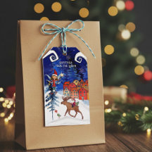 Whimsische Noordse Kerstman & Eland Dorps Cadeaubl