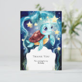 Whimsische Onderwater Oceaan Schildpad Verjaardag Bedankkaart (Staand voorkant)