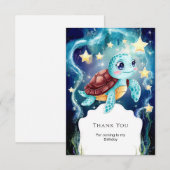 Whimsische Onderwater Oceaan Schildpad Verjaardag Bedankkaart (Voorkant / Achterkant)