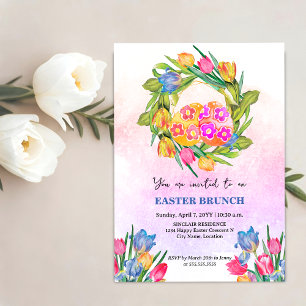 Whimsische Pasen Eieren en Tulpen Kaart