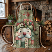 Whimsische Patchwork Kerstman Folk Kerstmis Schort