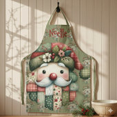 Whimsische Patchwork Kerstman Folk Kerstmis Schort