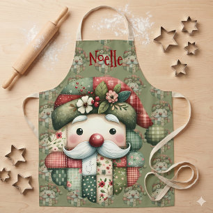 Whimsische Patchwork Kerstman Folk Kerstmis Schort