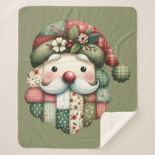 Whimsische Patchwork Kerstman Folk Kerstmis Sherpa Deken
