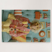 Whimsische Retro Oma met Camera Legpuzzel (Horizontaal)