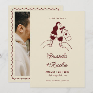 Whimsische Retro Speelse Handgetekende Bruiloftsto Save The Date