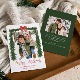 Whimsische Rode Strikken Slinger Kerst 2 Foto Feestdagenkaart