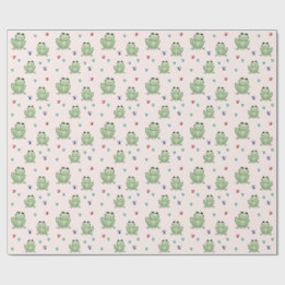 Whimsische Roze Waterverf Kikker Baby Shower Cadeaupapier