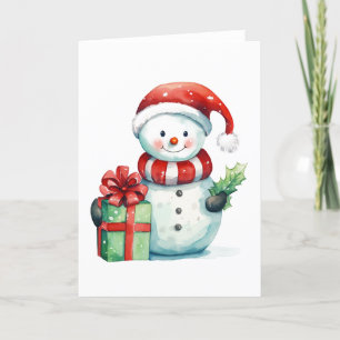 Whimsische Sneeuwman Kerstkaart – Blanco Seizoensg Feestdagen Kaart
