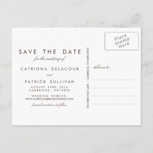 WHIMSISCHE SPRINGSTROMEN BEWAREN HET DATUM BRIEFKA AANKONDIGINGSKAART (Achterkant)