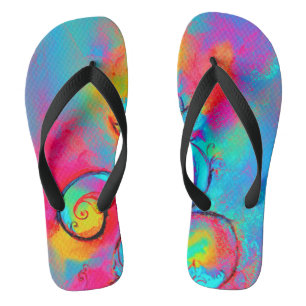WHIMSISCHE STROMEN blauwgroen blauw roze geel Teenslippers