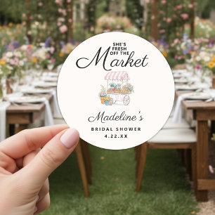 Whimsische Verse Achter De Markt Bruidsborrel Ronde Sticker