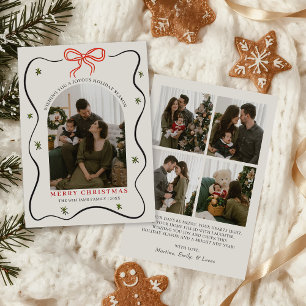 Whimsische vrolijke kerst familie foto feestdagenkaart