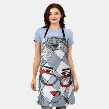 Whimsische Vrouw Portret Rode Bril Geometrisch Neu