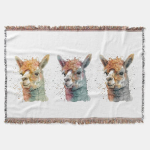 Whimsische Waterverf Alpaca's Deken