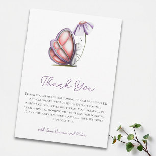 Whimsische Waterverf Vlinder Baby Shower Bedankkaart