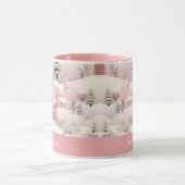 Whimsische Winter Roze Dorp Kerstmoker Mok (Midden)