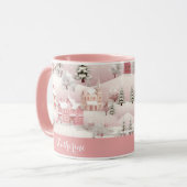 Whimsische Winter Roze Dorp Kerstmoker Mok (Voorkant links)