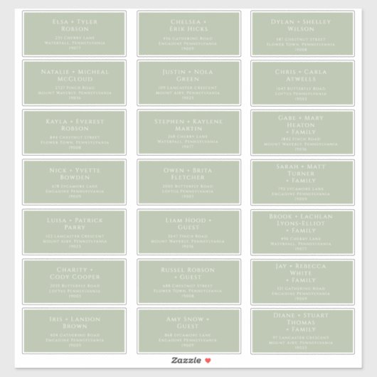 Whimssage Script Sage Mariage Étiquettes de adress (Feuille)