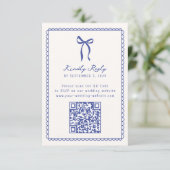 Whimssc, bleu Main dessinée Mariage QR code Rsvp (Debout devant)