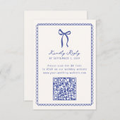 Whimssc, bleu Main dessinée Mariage QR code Rsvp (Devant / Derrière)