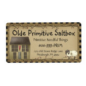 Whimssical Primitive Saltbox House Étiquette de li (Devant)