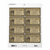 Whimssical Primitive Saltbox House Étiquette de li (Feuille entière)