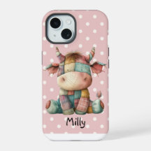 Whimsstel Pastel Patchwork Cow Ajouter Nom personn