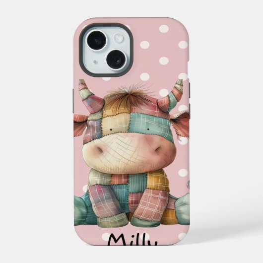 Whimsstel Pastel Patchwork Cow Ajouter Nom personn (Verso)
