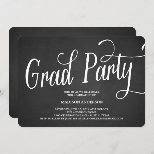 Whimsy Afstudeerder Party | Uitnodiging tot Afstud (Voorkant / Achterkant)