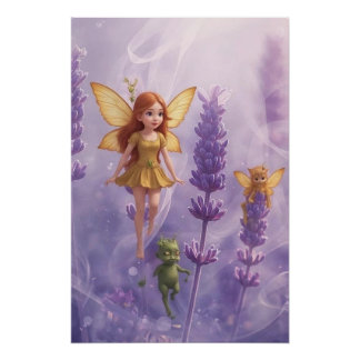 Whimsy Among the Purple Blooms Perfect Poster