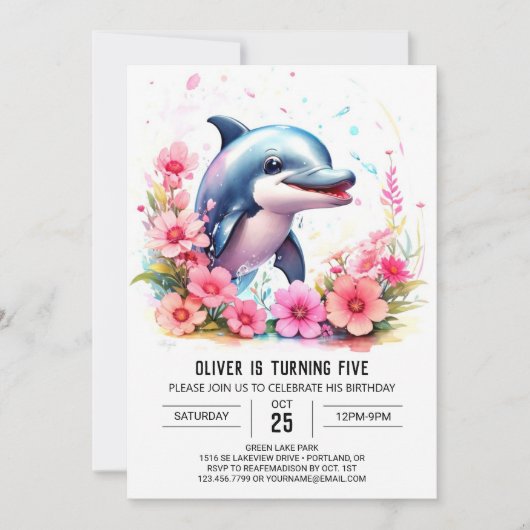 Whimsy Baby Dauphin Invitation d'anniversaire (Devant)