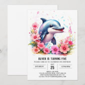 Whimsy Baby Dauphin Invitation d'anniversaire (Devant / Derrière)