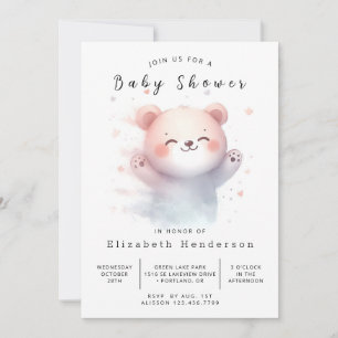Whimsy bewerkbaar Beer Baby shower Kaart