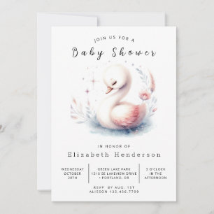 Whimsy Bewerkbare Zwaan Baby Shower Kaart