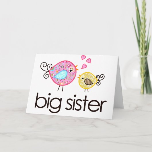 Whimsy Birds Big Sister T-shirt Faire-part (Devant)