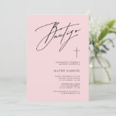 Whimsy Calligrafie Doop Roze Spaans Bautizo Kaart (Staand voorkant)