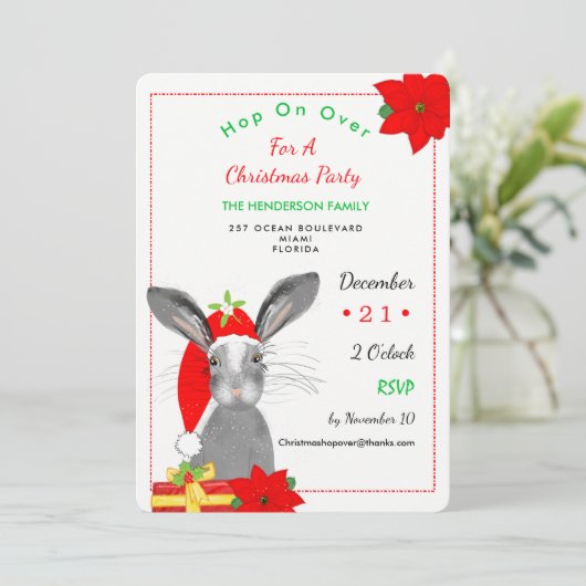 Whimsy Christmas Rabbit Invitation d'animaux de bo (Debout devant)