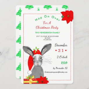 Whimsy Christmas Rabbit Invitation d'animaux de bo