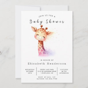 Whimsy Custom Giraffe Baby shower Kaart