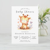 Whimsy Digital Giraffe Baby shower Kaart (Staand voorkant)