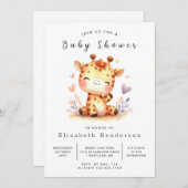 Whimsy Digital Giraffe Baby shower Kaart (Voorkant / Achterkant)